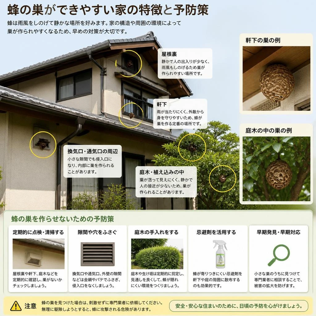 蜂の巣ができやすい家の特徴