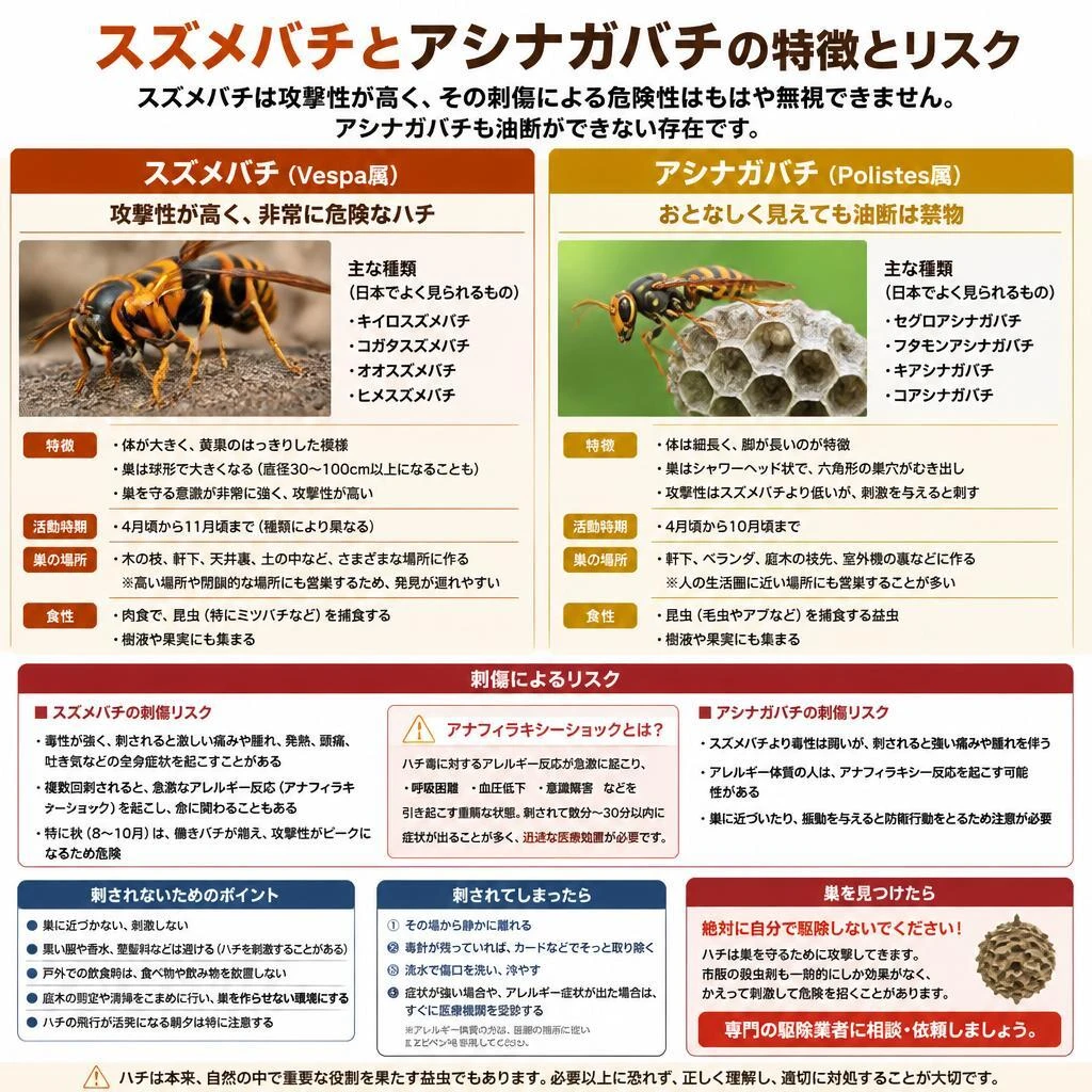 スズメバチ・アシナガバチの怖さ