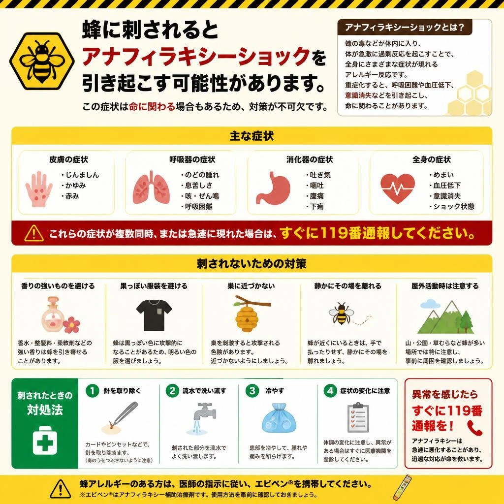 アナフィラキシーショックの危険