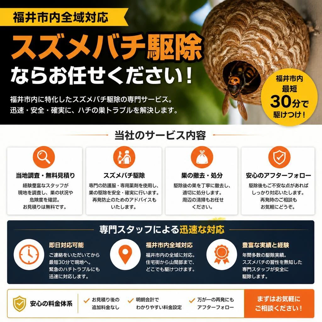 当社のスズメバチ駆除の特徴