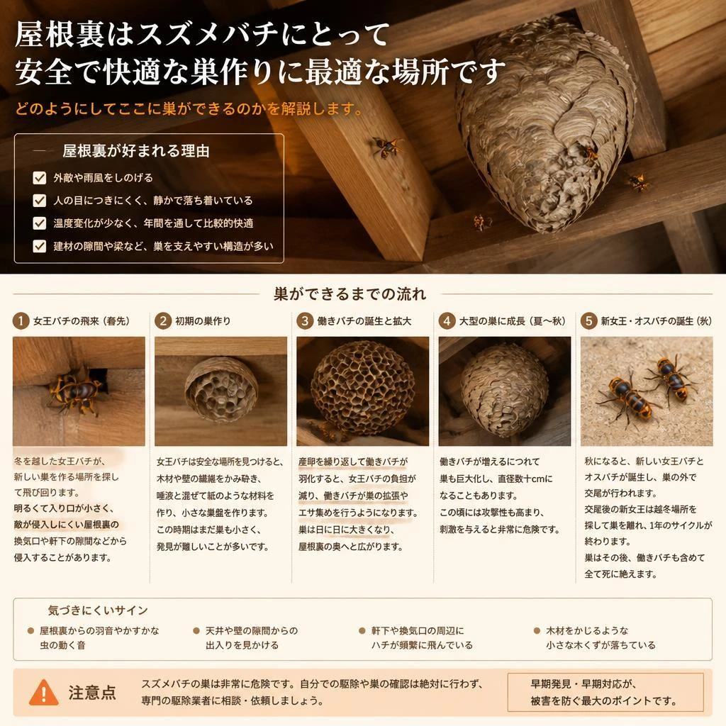 2. 屋根裏に巣が作られる理由